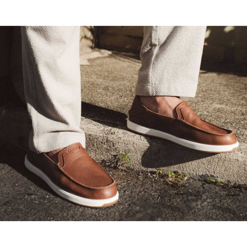 Men's Olukai Kākaha Nia Men's Leather Slip-On Shoes Size 10